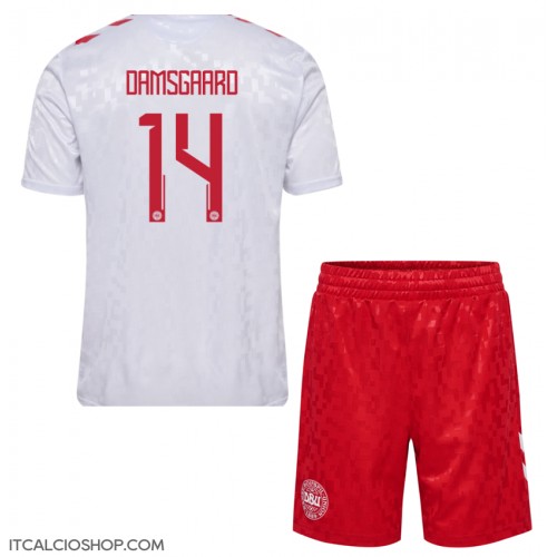Danimarca Mikkel Damsgaard #14 Seconda Maglia Bambino Europei 2024 Manica Corta (+ Pantaloni corti)
